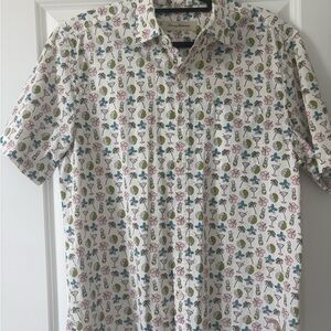 Tommy Bahama White Short Sleeve Tropical Cocktail Print Shirt